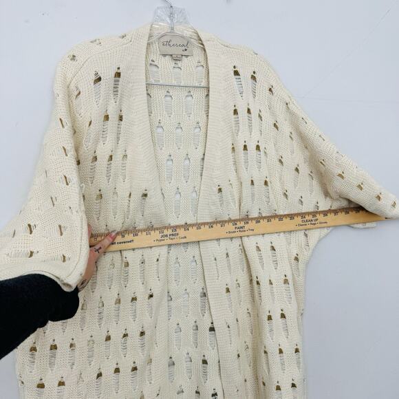 Ethereal By Paper Crane Beige Crochet Open Front Cardigan Women’s Size S - Picture 4 of 7